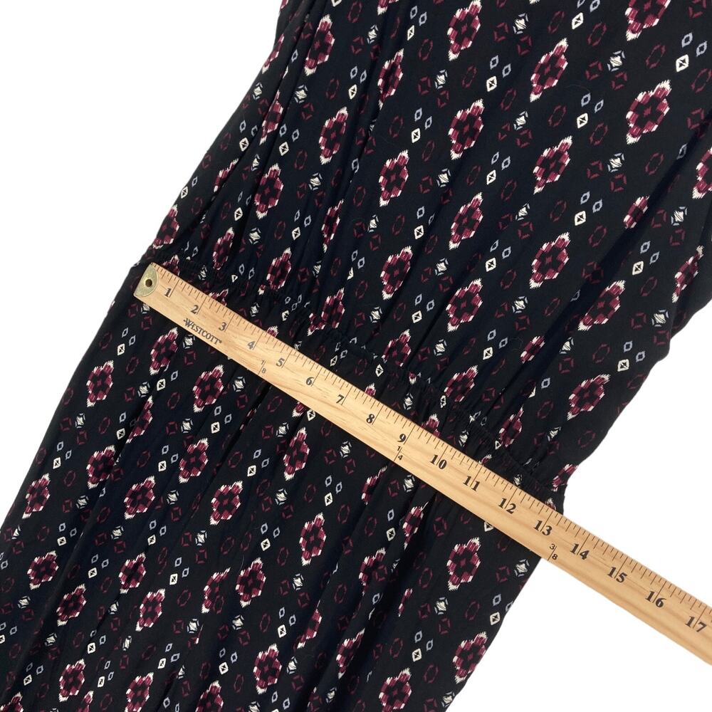 Bajee Collection By Becool Jumpsuit Womens Medium Black Geo Print Button Front - Picture 14 of 16